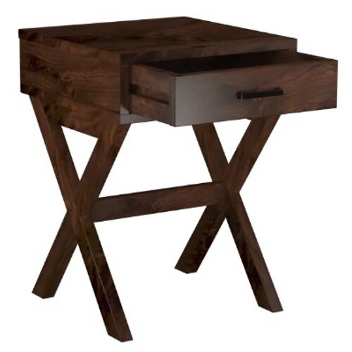 Oak Solid Wood End Table in Walnut Finish