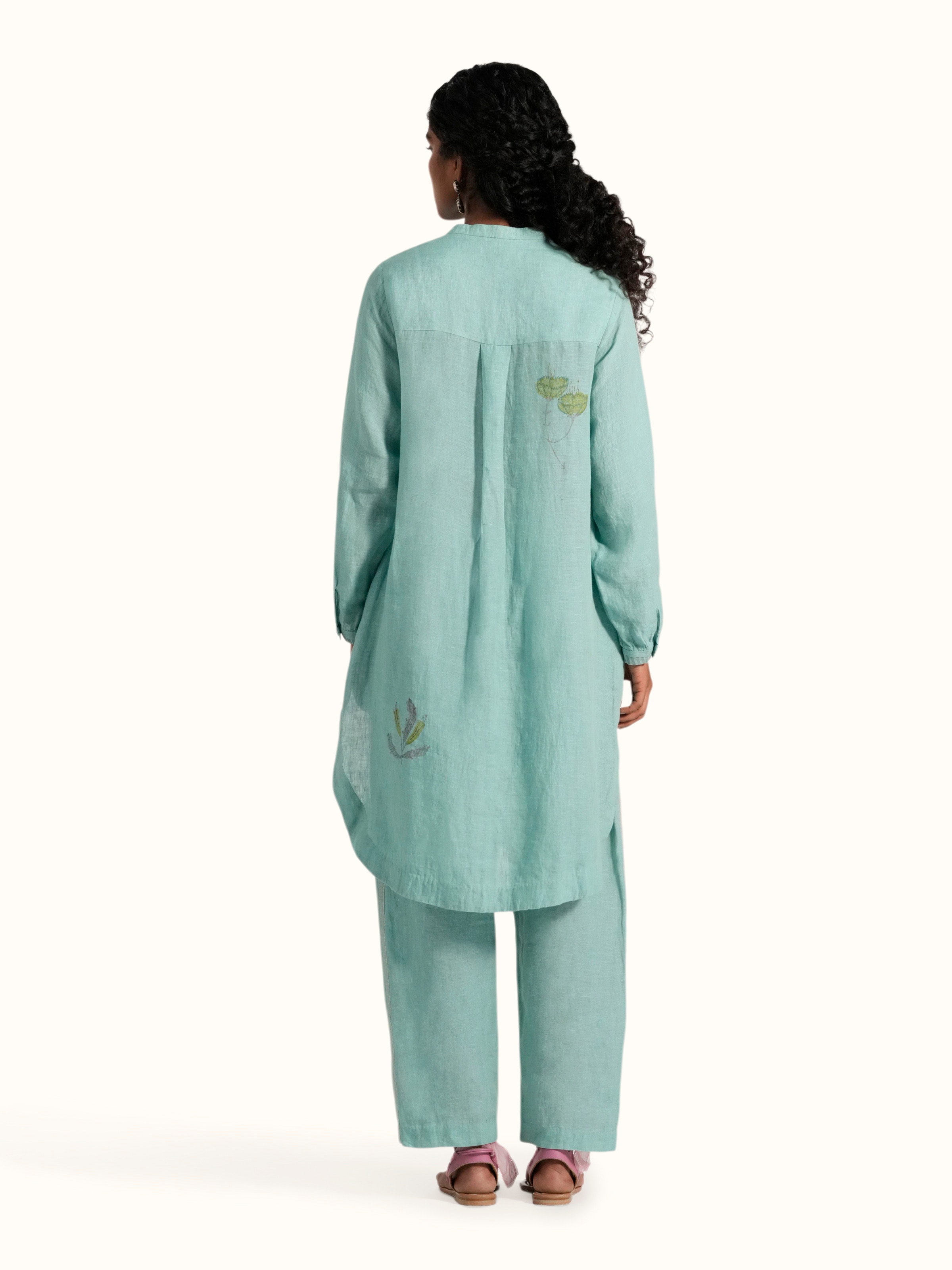 Blue Linen Handloom Co-Ord Set