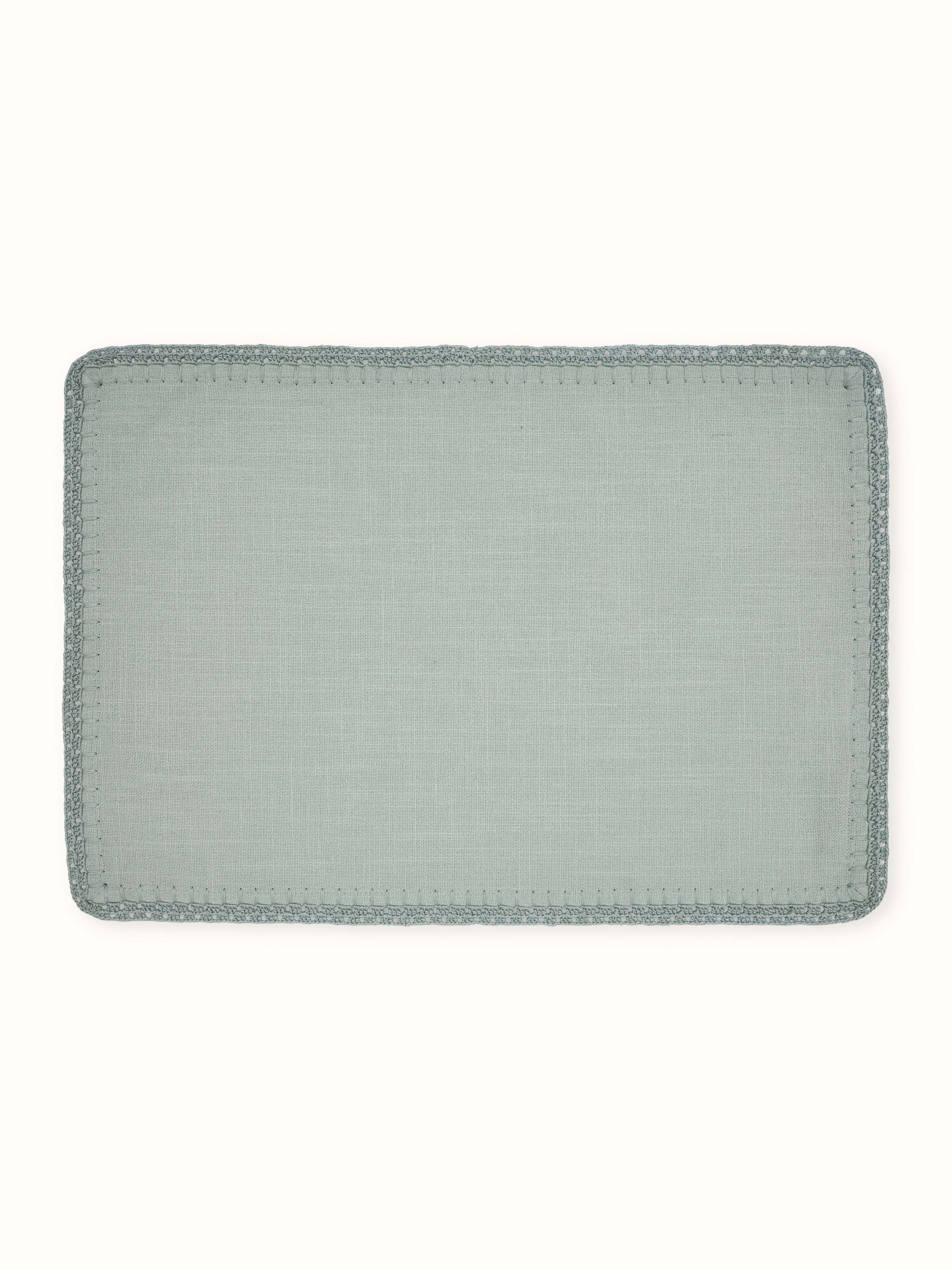 Nityam Light Green Cotton Slub Crochet Table Mat (6 Pcs)