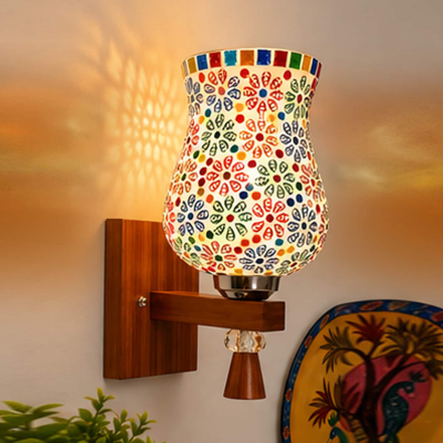 Devansh Metal Electric Wall Light in Black Colour with Multi Shade Count of 1 Light