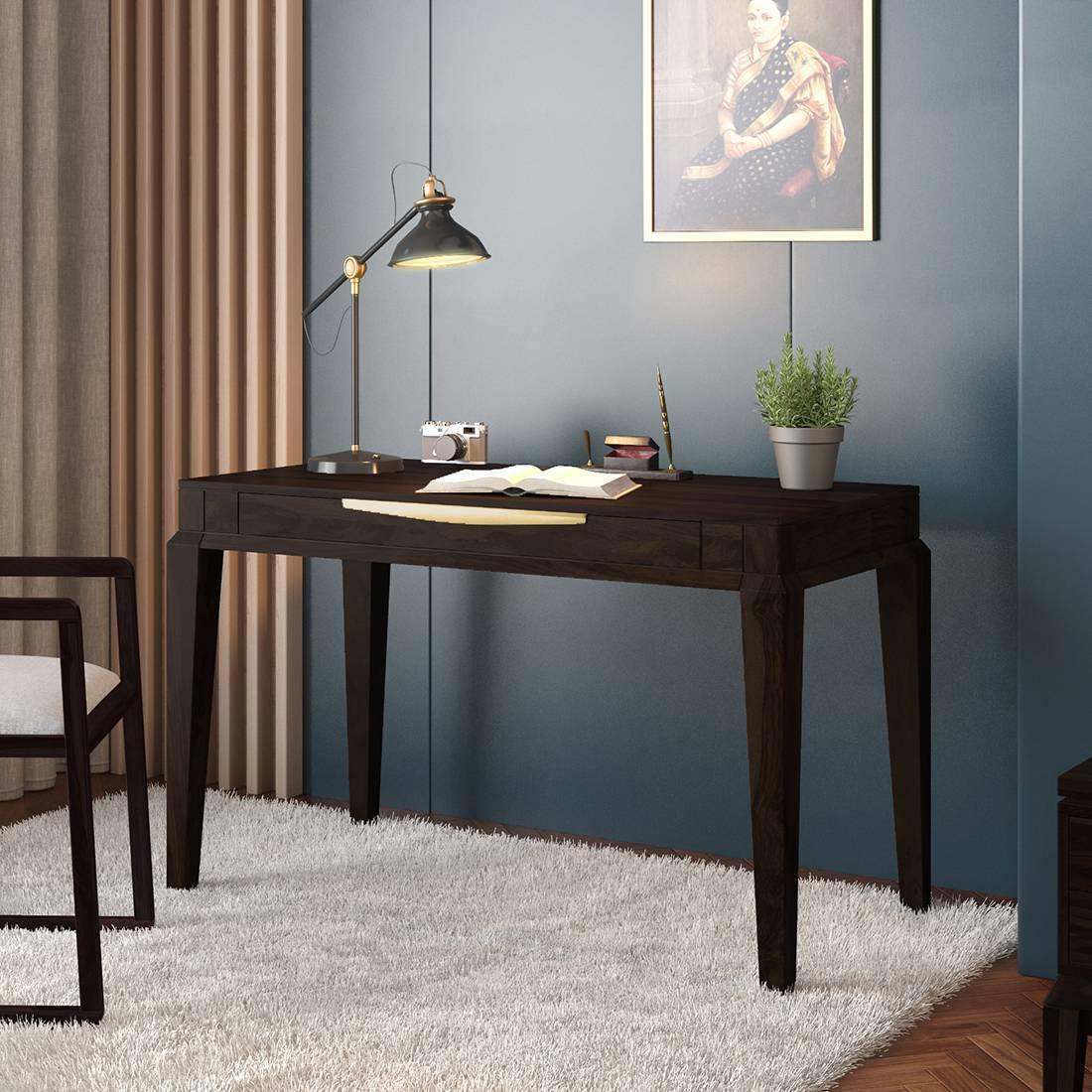 Taarkashi Solid Wood Study Table in American Walnut Finish