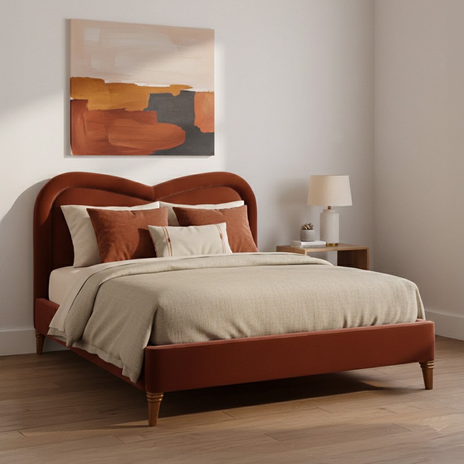 Elaris Curve Comfort King Size Bed King Size Bed in velvet With Engineer Wood Frame & Hydraulic Storage - Nestroots