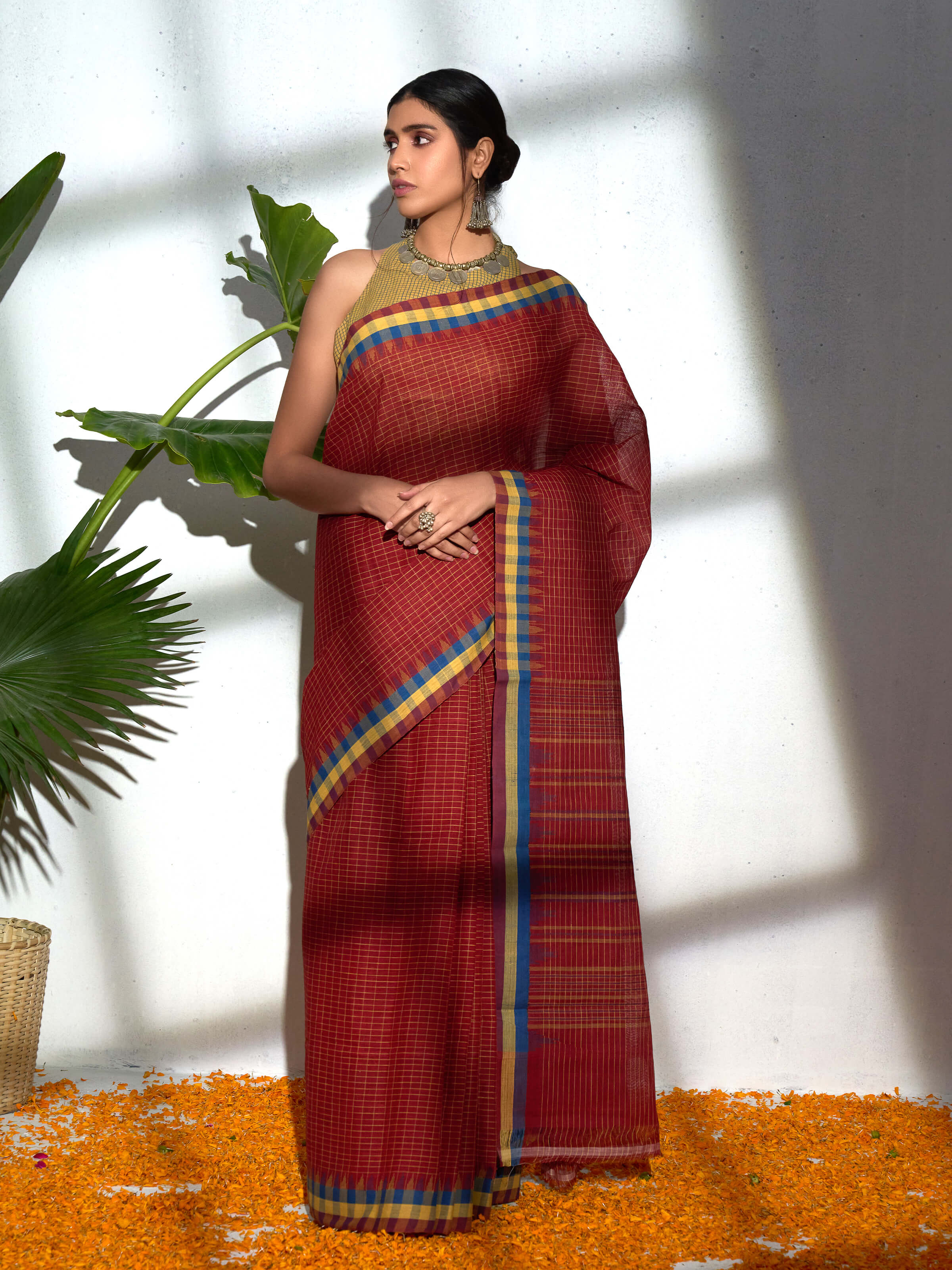 Maroon Natural Dyed Cotton Kuppadam Saree
