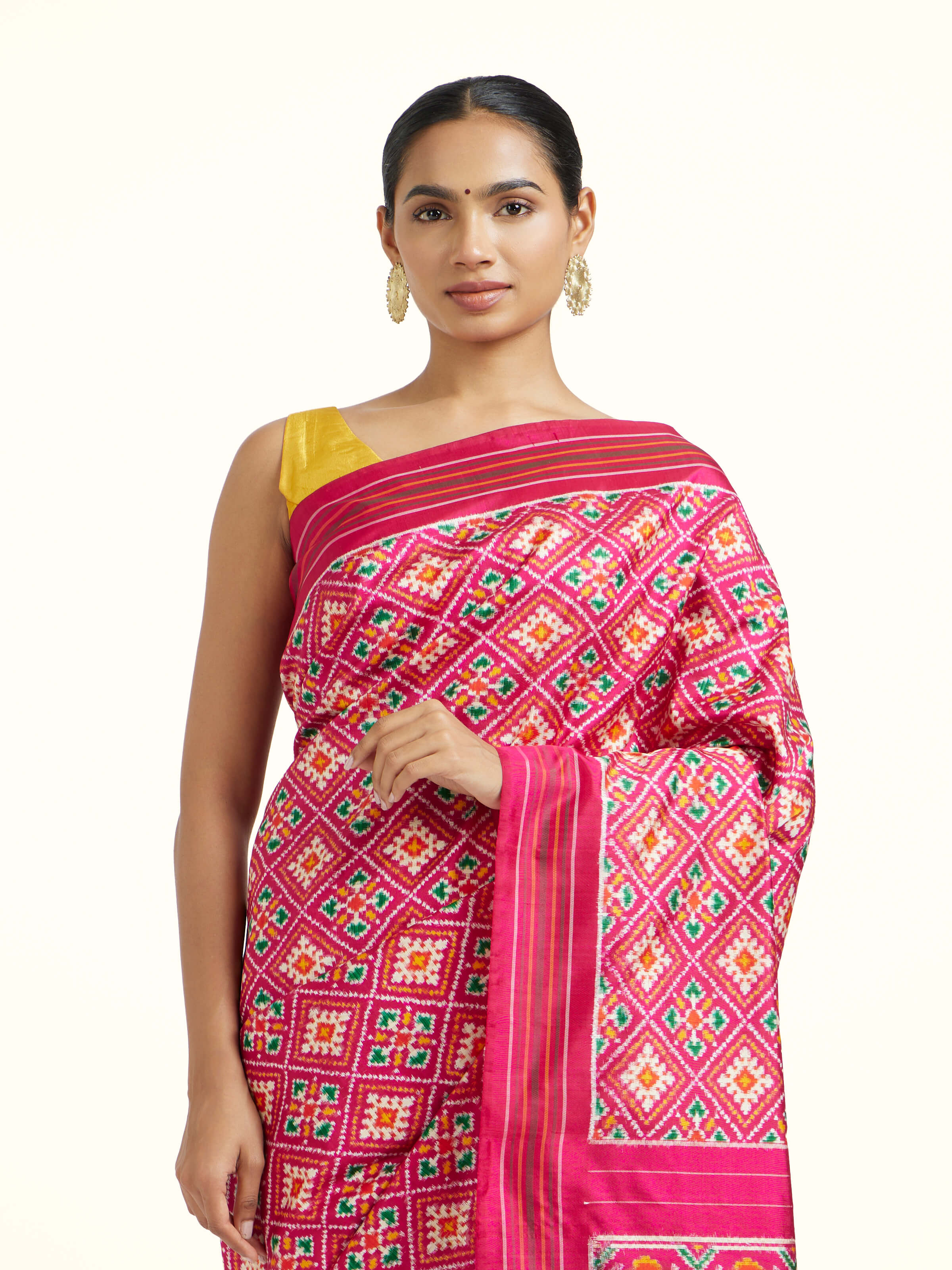 Pink Mulberry Silk Pochampally Double Ikat Handloom Saree