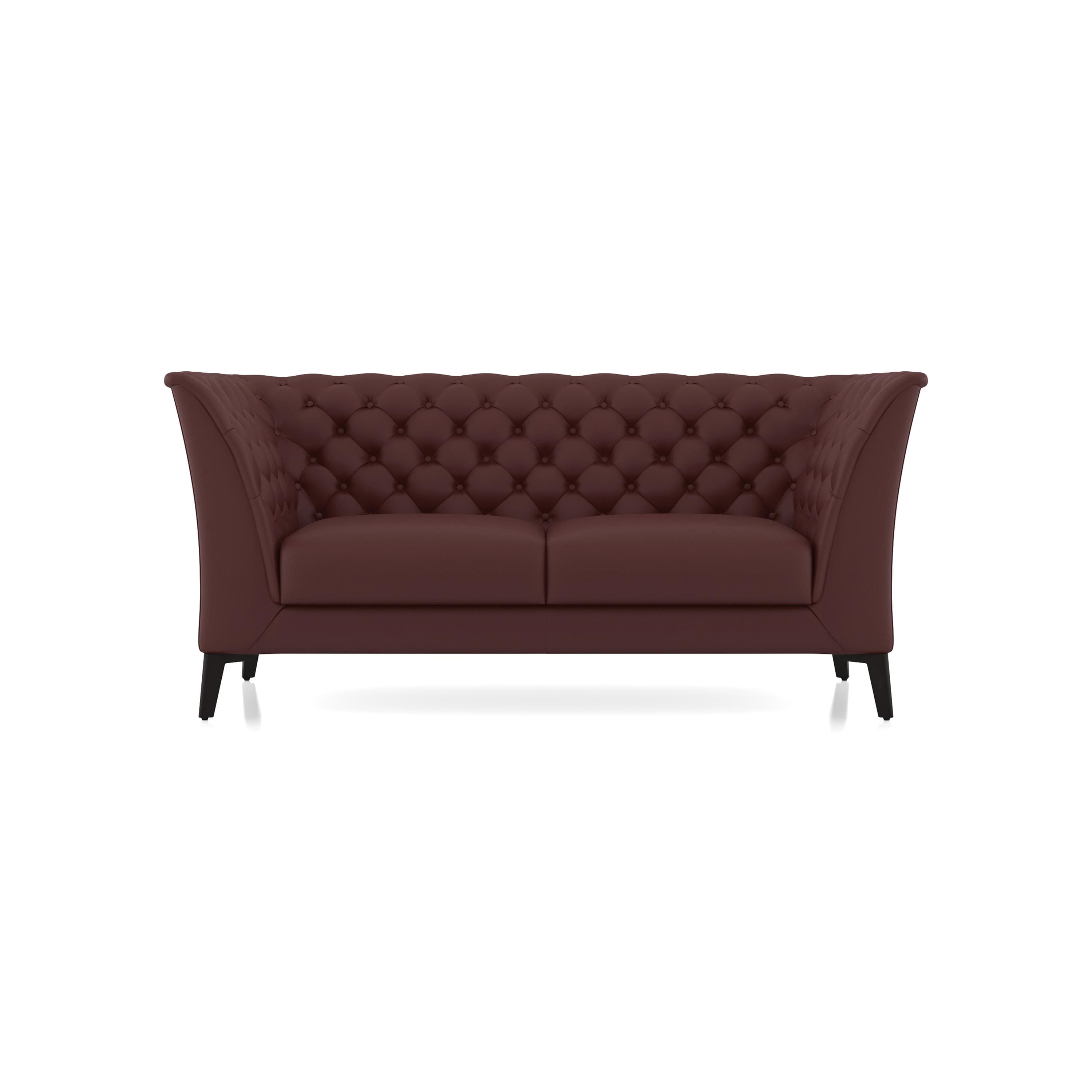 Weston 2 Seater Half Leather Sofa In Bordeaux Italian Leather