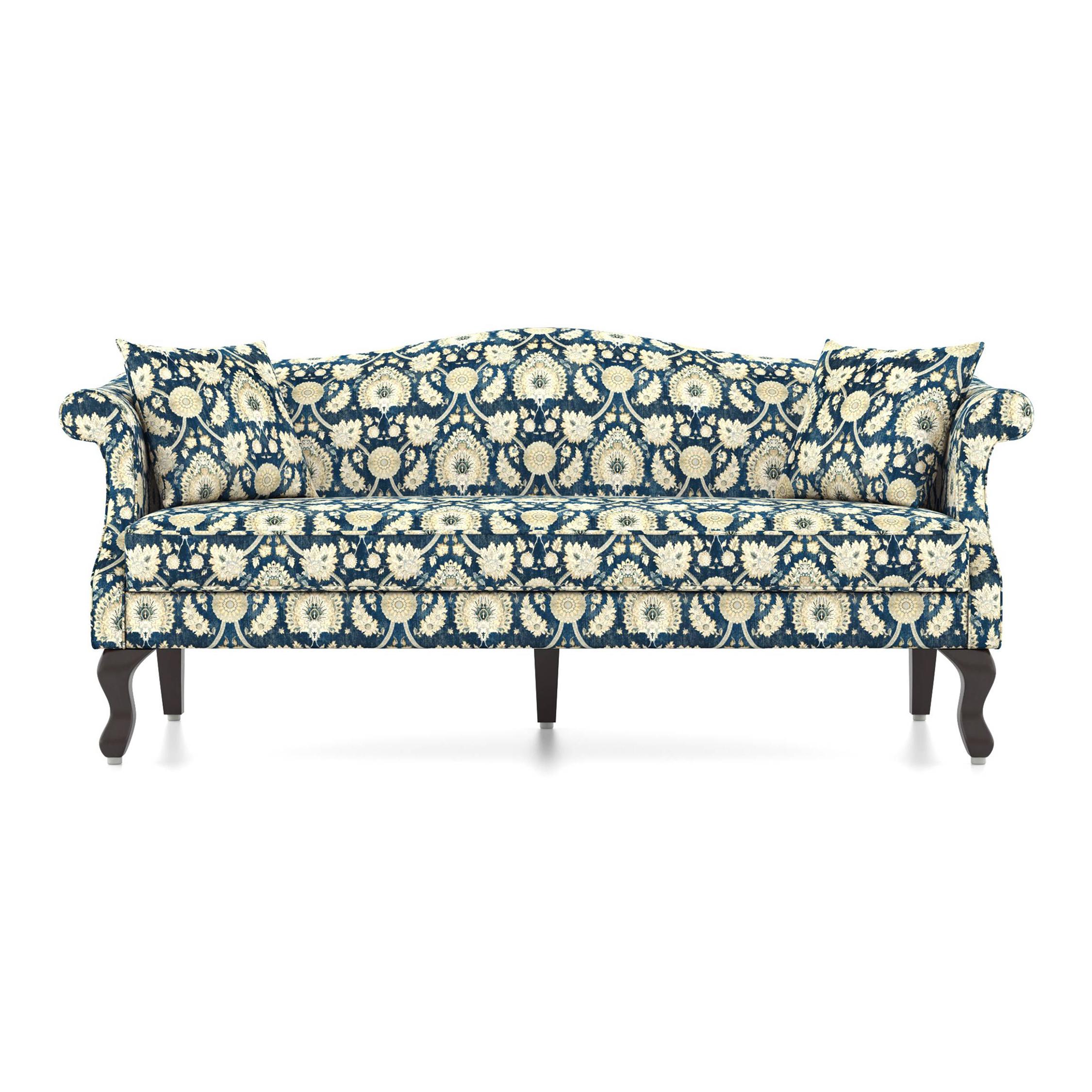 Darya 3 Seater Sofa In Blue Floral Damask Print