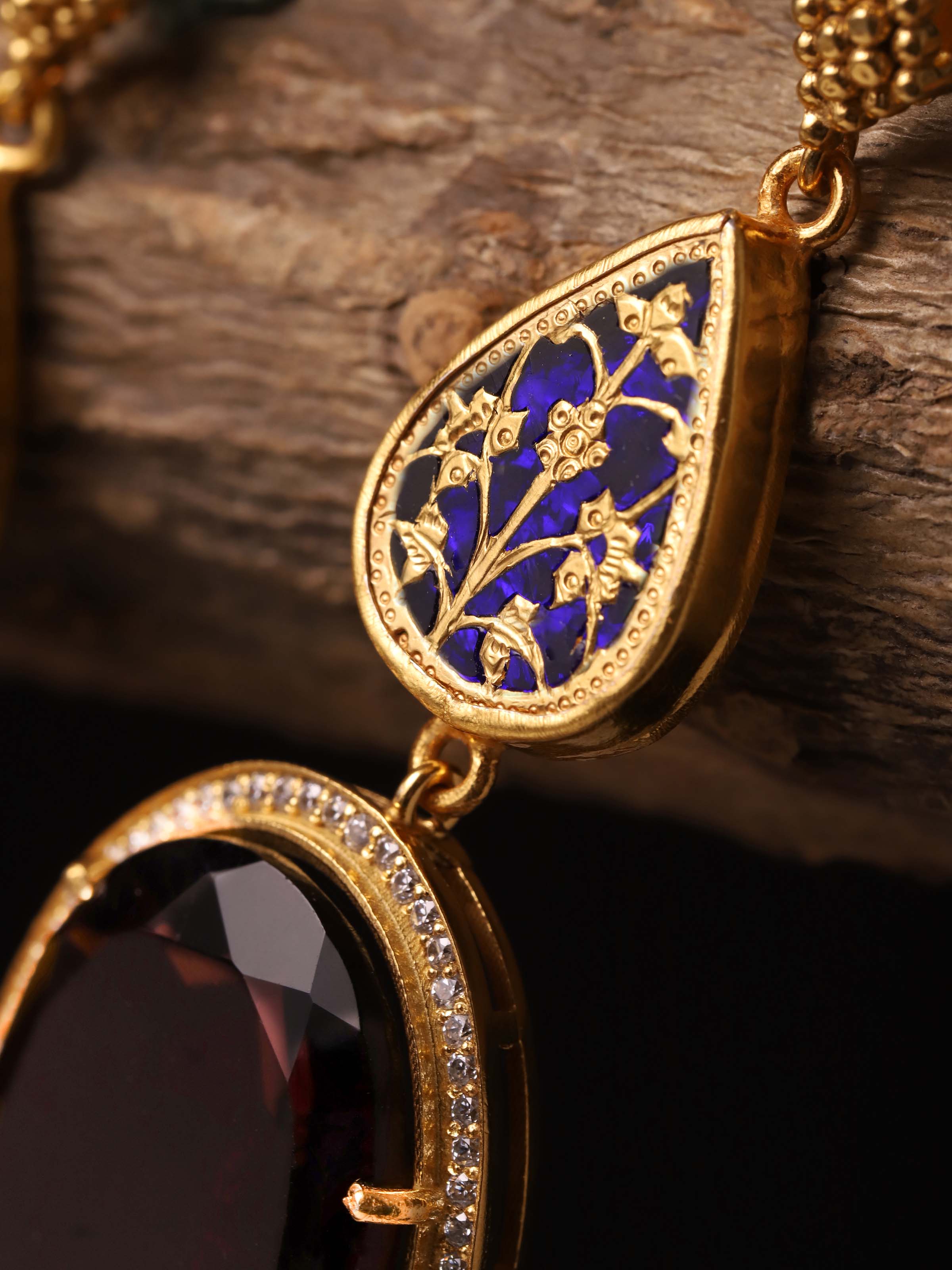 Detail shot of Thewa Silver Drop Earrings