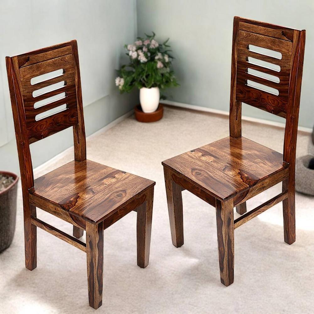 Oliver Sheesham Wood Set of 2 Dining Chairs in Teak Finish