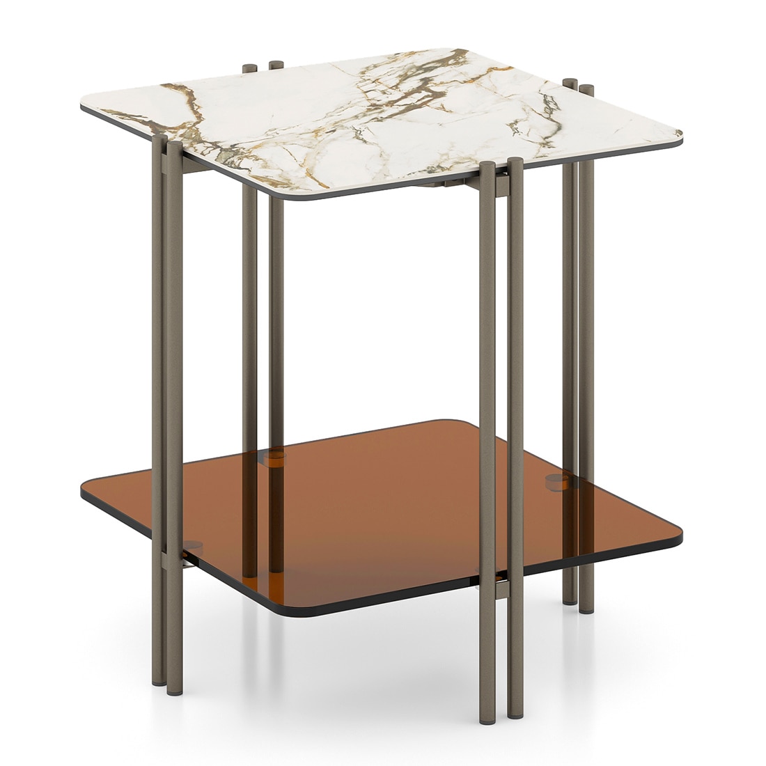 Paloma Marble Side Table in Pluto Spanish Ceramic Finish