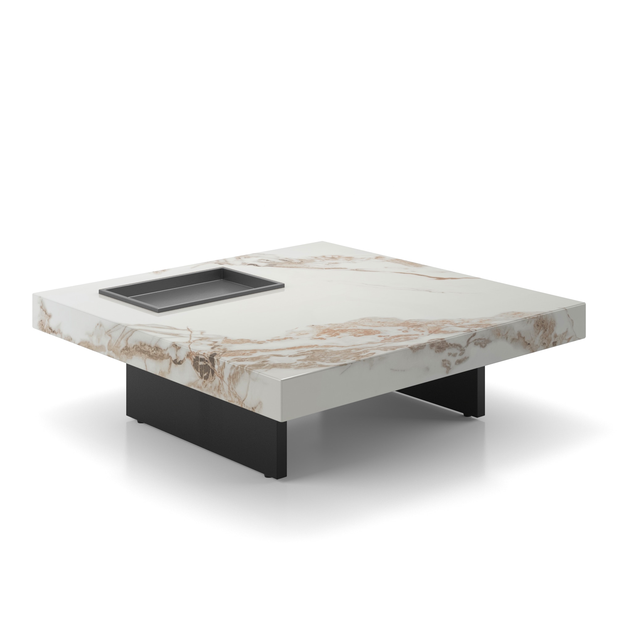 Largo Metal Coffee Table In Macchia Sintered Stone
