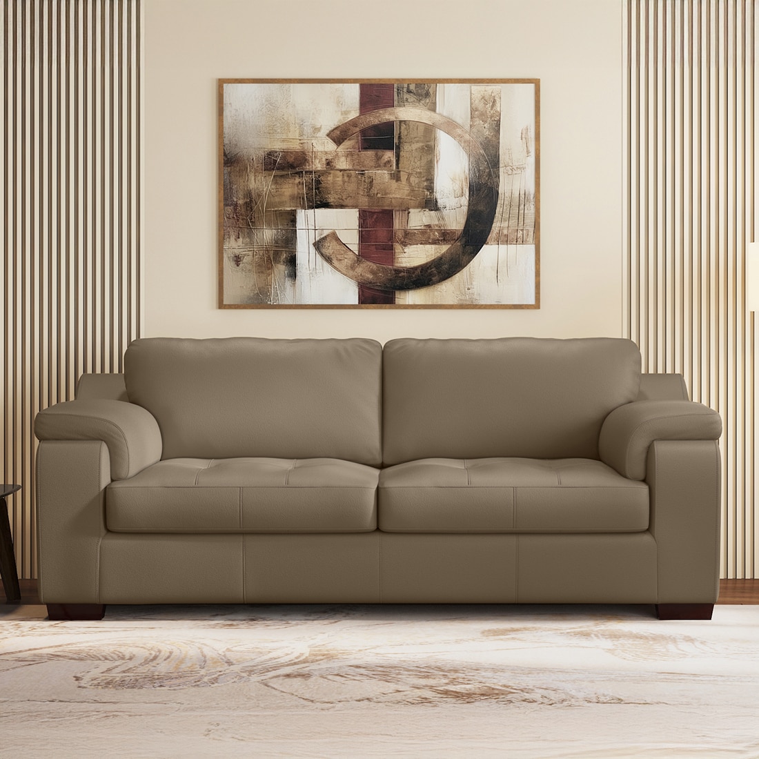 Trissino 3 Seater Premium Italian Leather Sofa In Dark Truffle