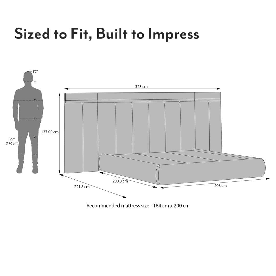 Aurelia Upholstered King Bed With Extended Headboard