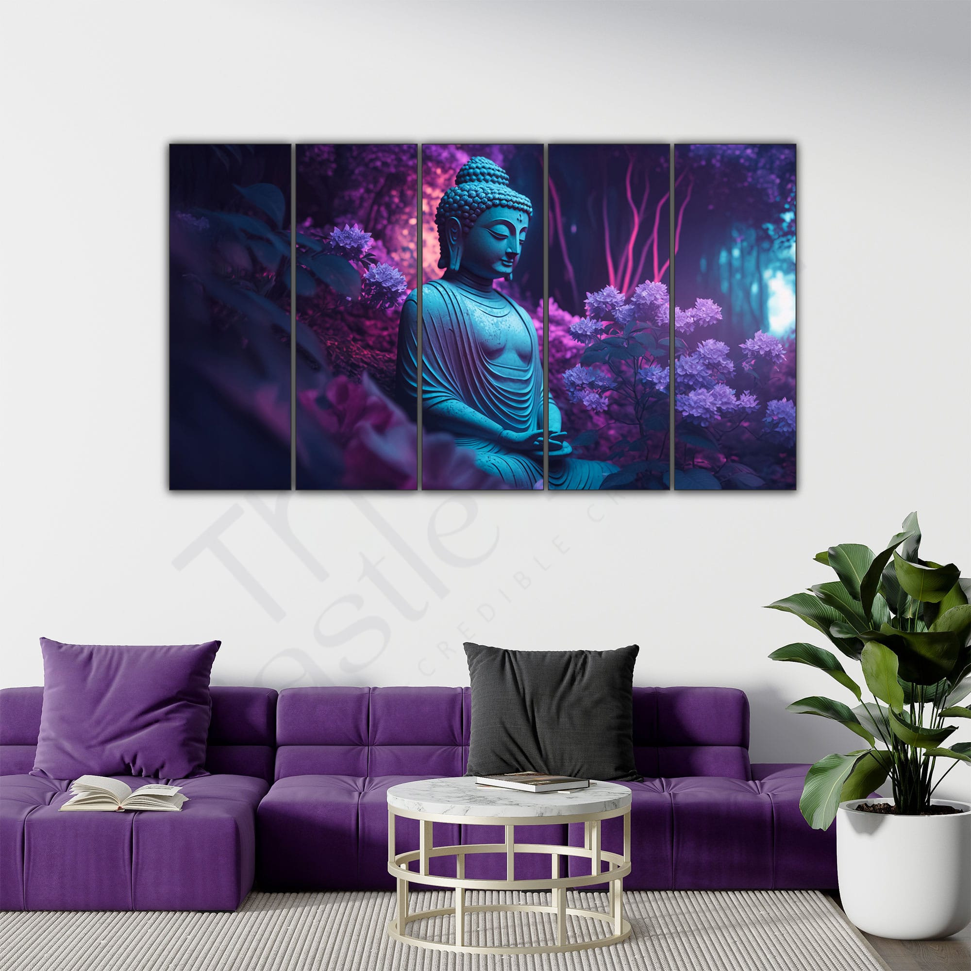 The Castle Decor Lord Buddha Meditation Wall Painting Wooden Framed 27x48 Inch (Style 21) - The Castle Decor