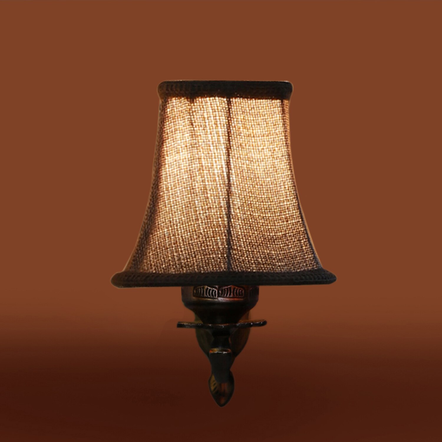 Devansh Gold Antique Wall Mounted Lamp With Beige Jute Shade