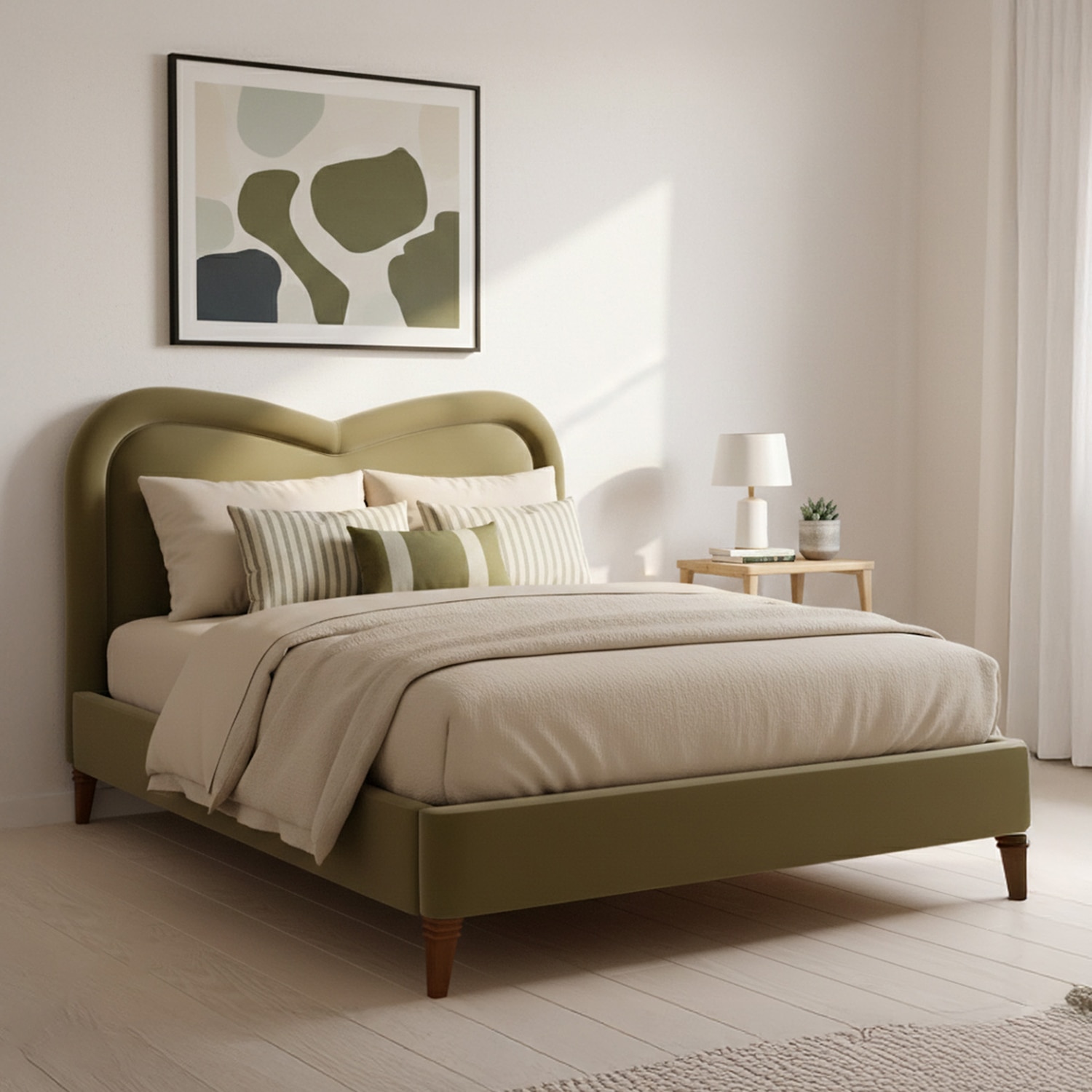 Elaris Curve Comfort Queen Size Bed in velvet With Engineer Wood Frame & Hydraulic Storage - Nestroots
