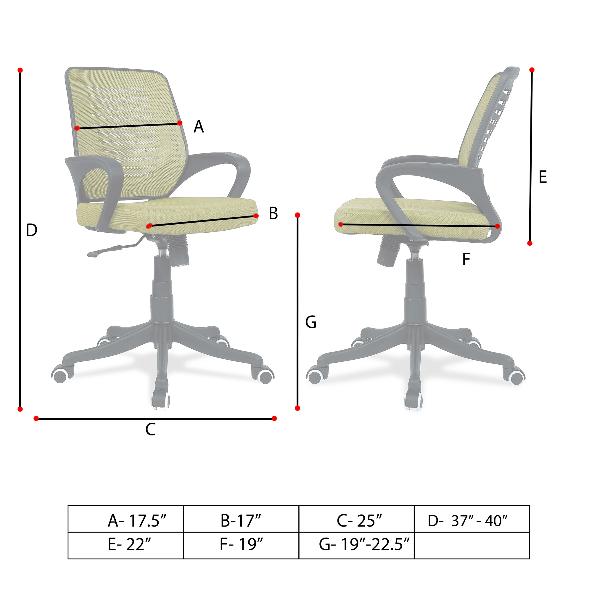 Diicea Mid Back Ergonomic Chair in Pearl Green Colour