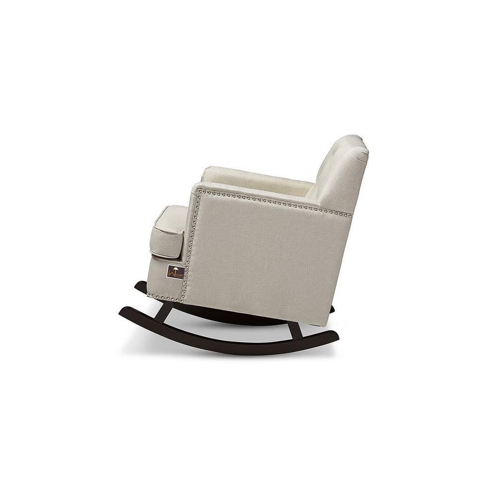 Duwan Solid Wood Rocking Chair in Light Beige Colour
