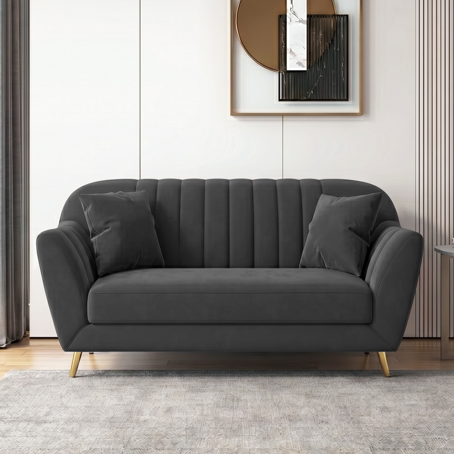 Rivo Velvet 2 Seater Sofa in Dark Grey Color - Home Lifestylez