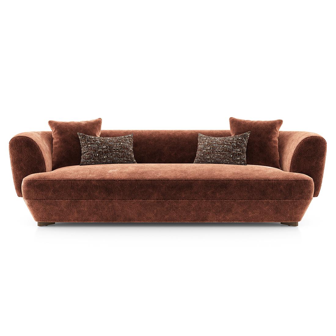 Brie 3 Seater Fabric Sofa In Terracotta Colour