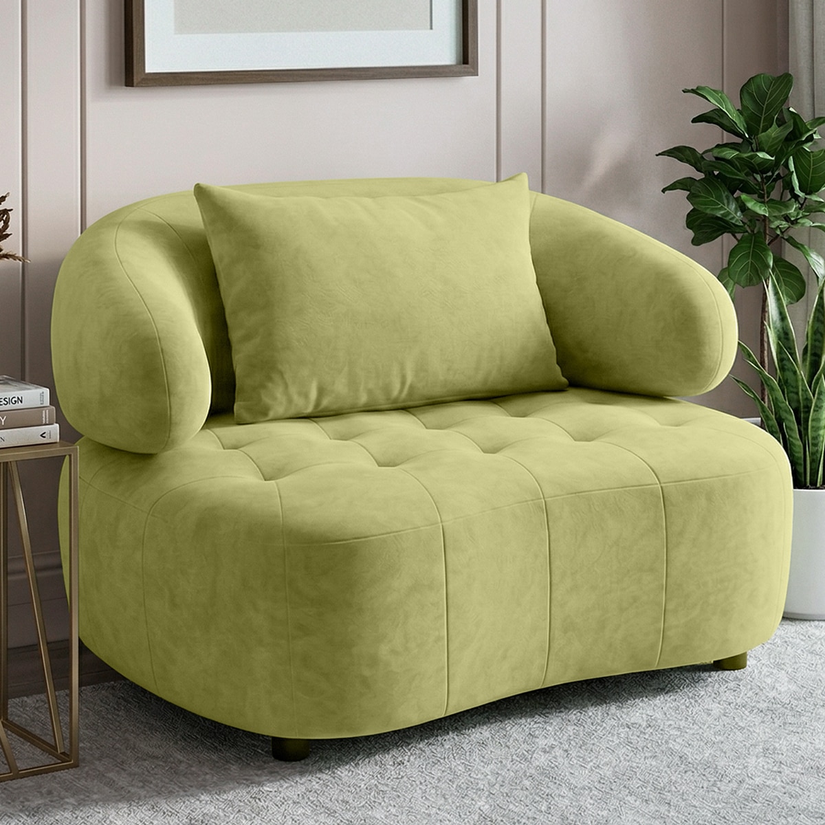 Henry Velvet 1 Seater Sofa Mint Green Color - Home Lifestylez