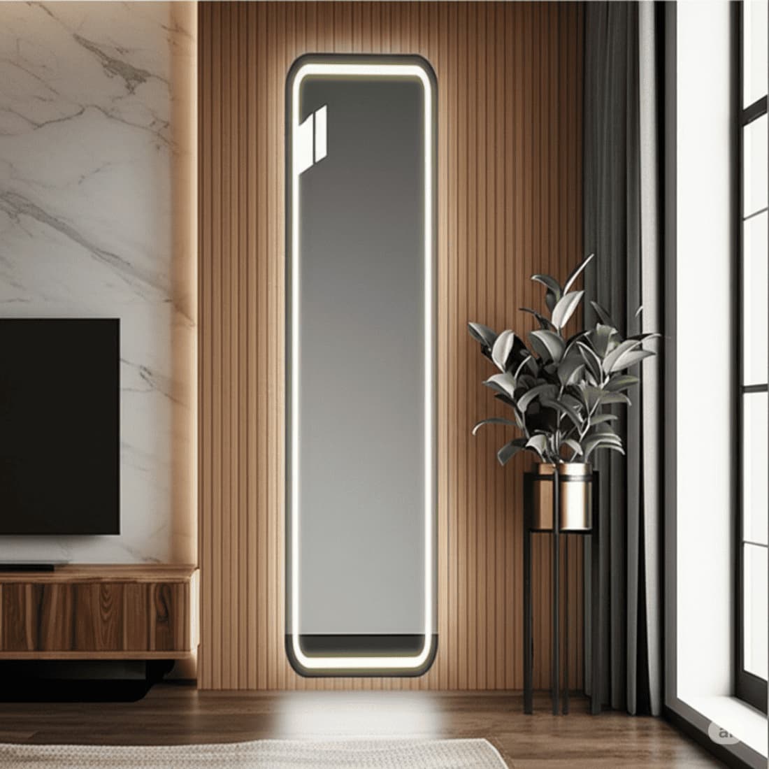 Full-Length Bedroom Dressing Mirror with frame Adjustable LED Standing Mirror