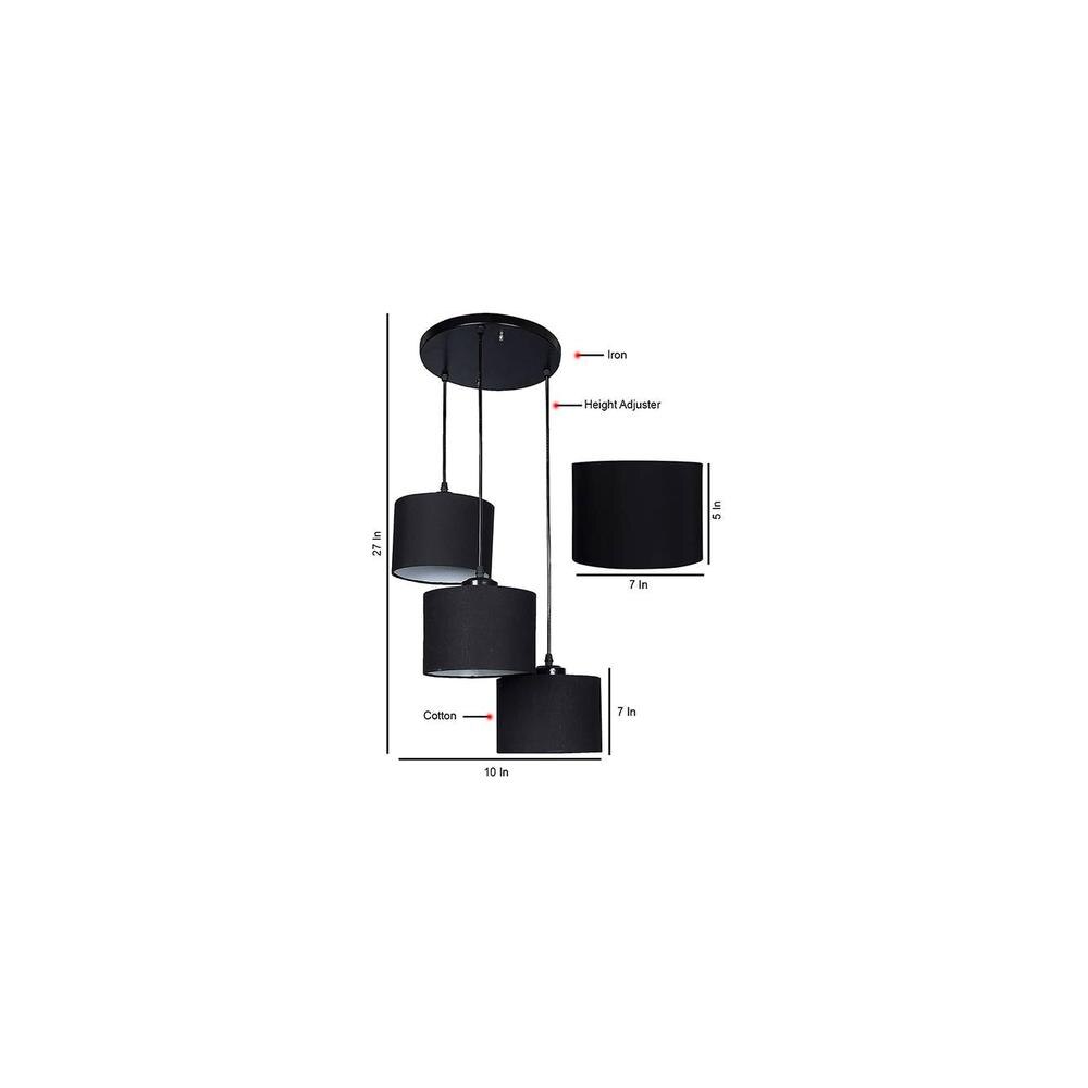 Winston Black Fabric Cluster Hanging Light