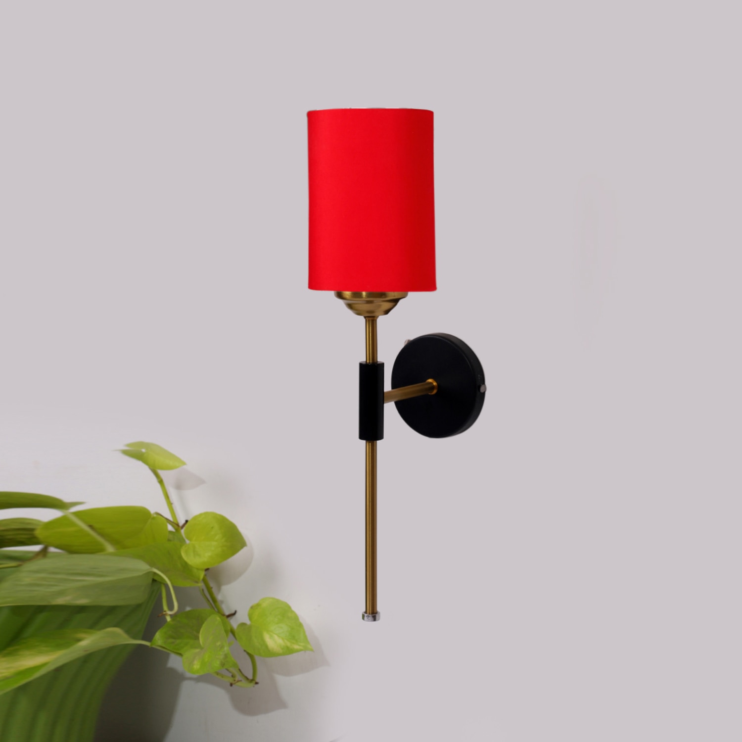 Devansh Metal Electric Wall Light in Black Colour with Red Shade Count of 1 Light - Devansh