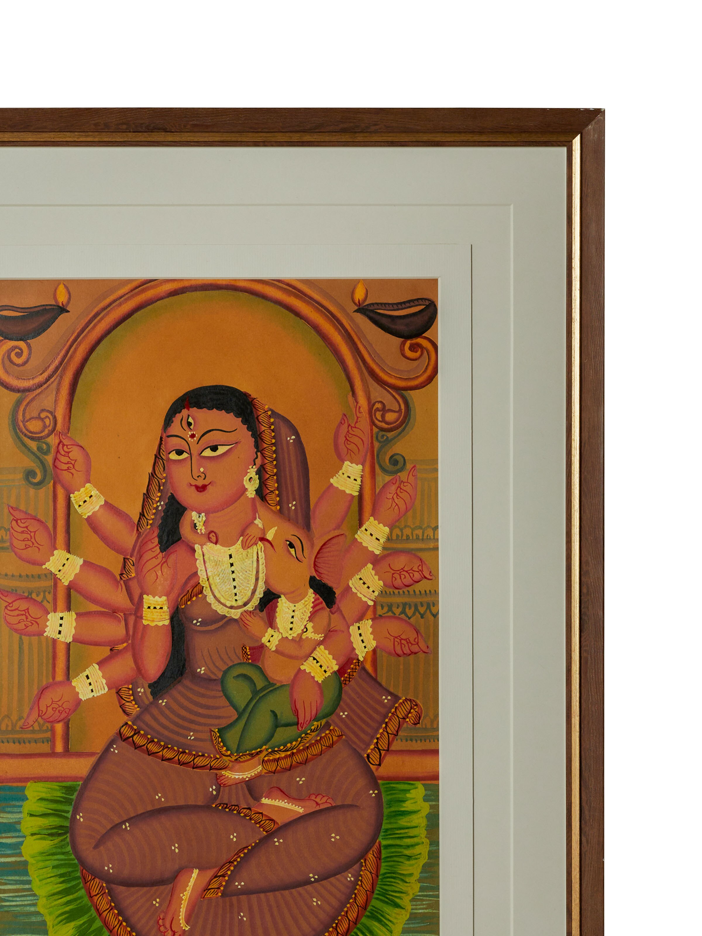 Parvati Ganesha Kalighat Painting