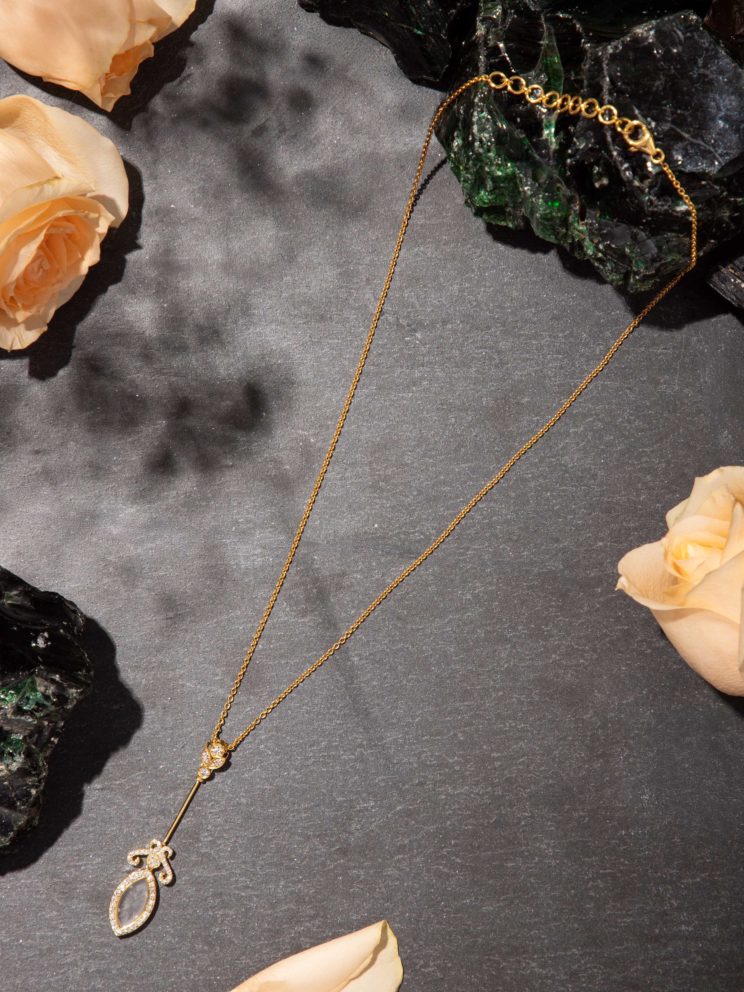 Lifestyle view of Lapidary 14 Karat Gold Pendant & Chain