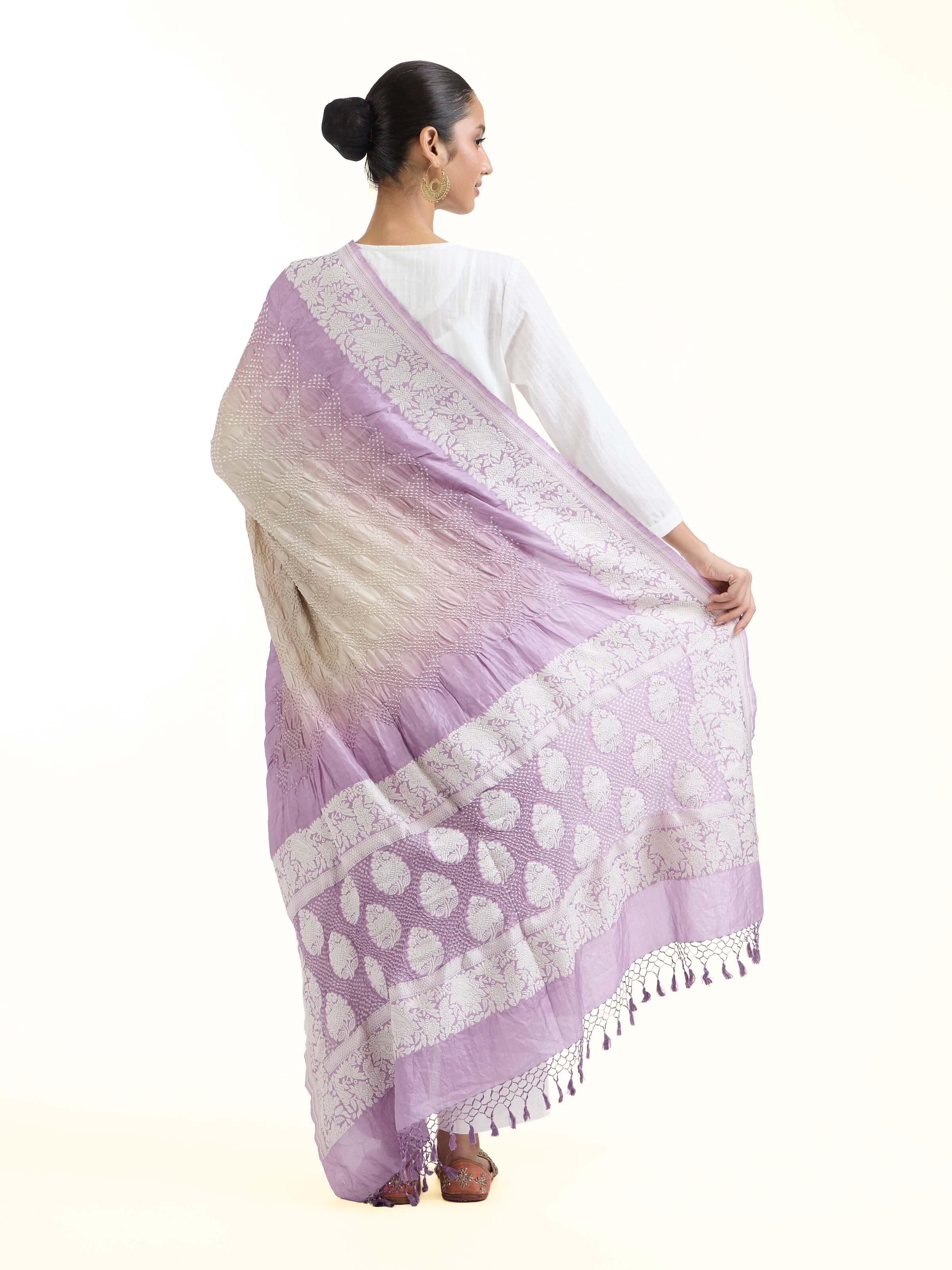 Light Purple Bandhani Tie & Dye Dupatta