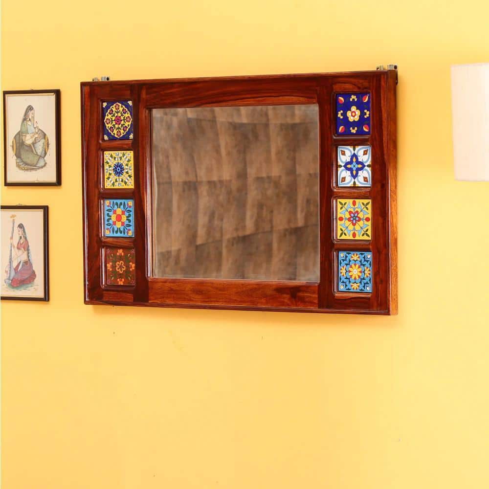 twain solid wood mirror in honey oak colour