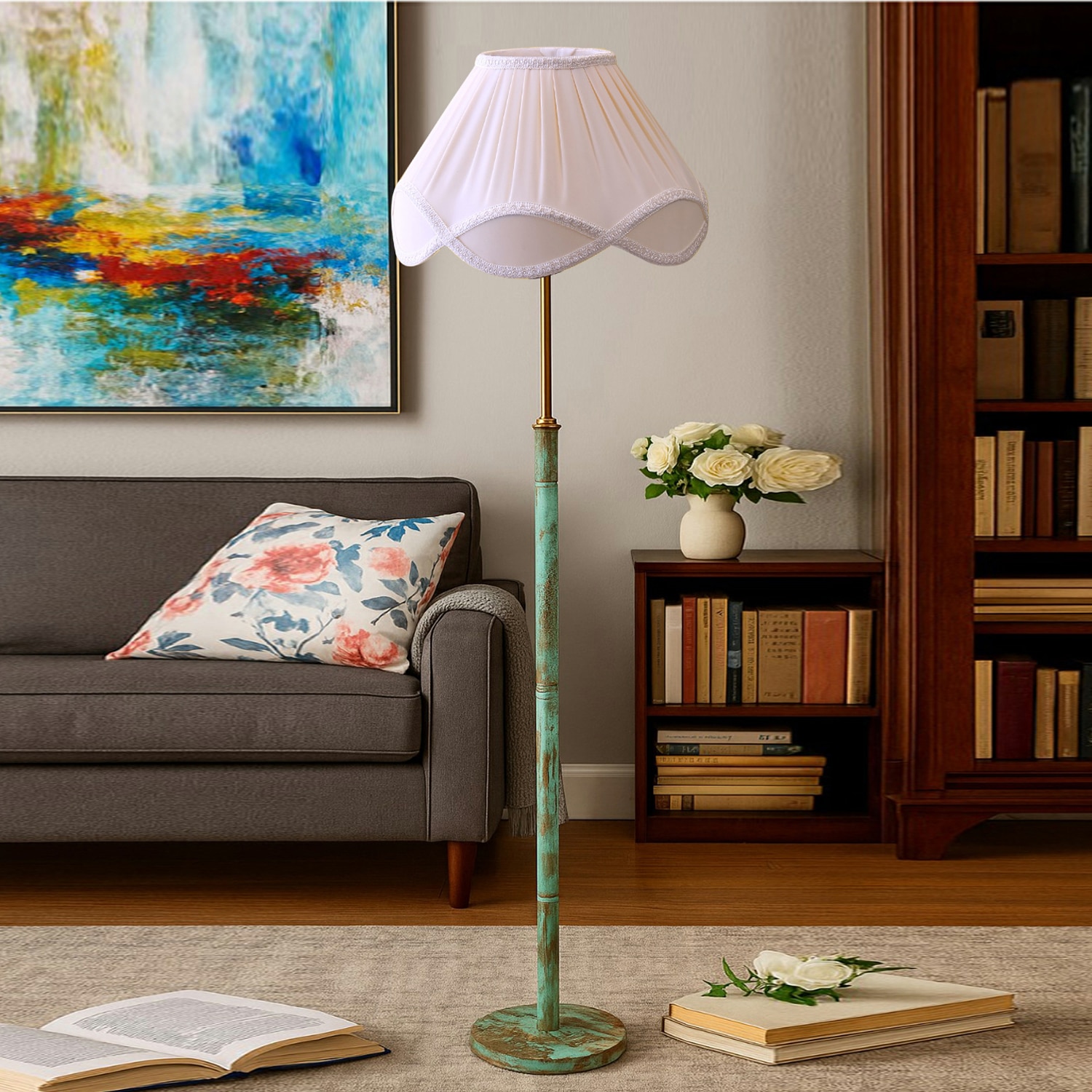 Devansh Wood & Metal Floor Lamp