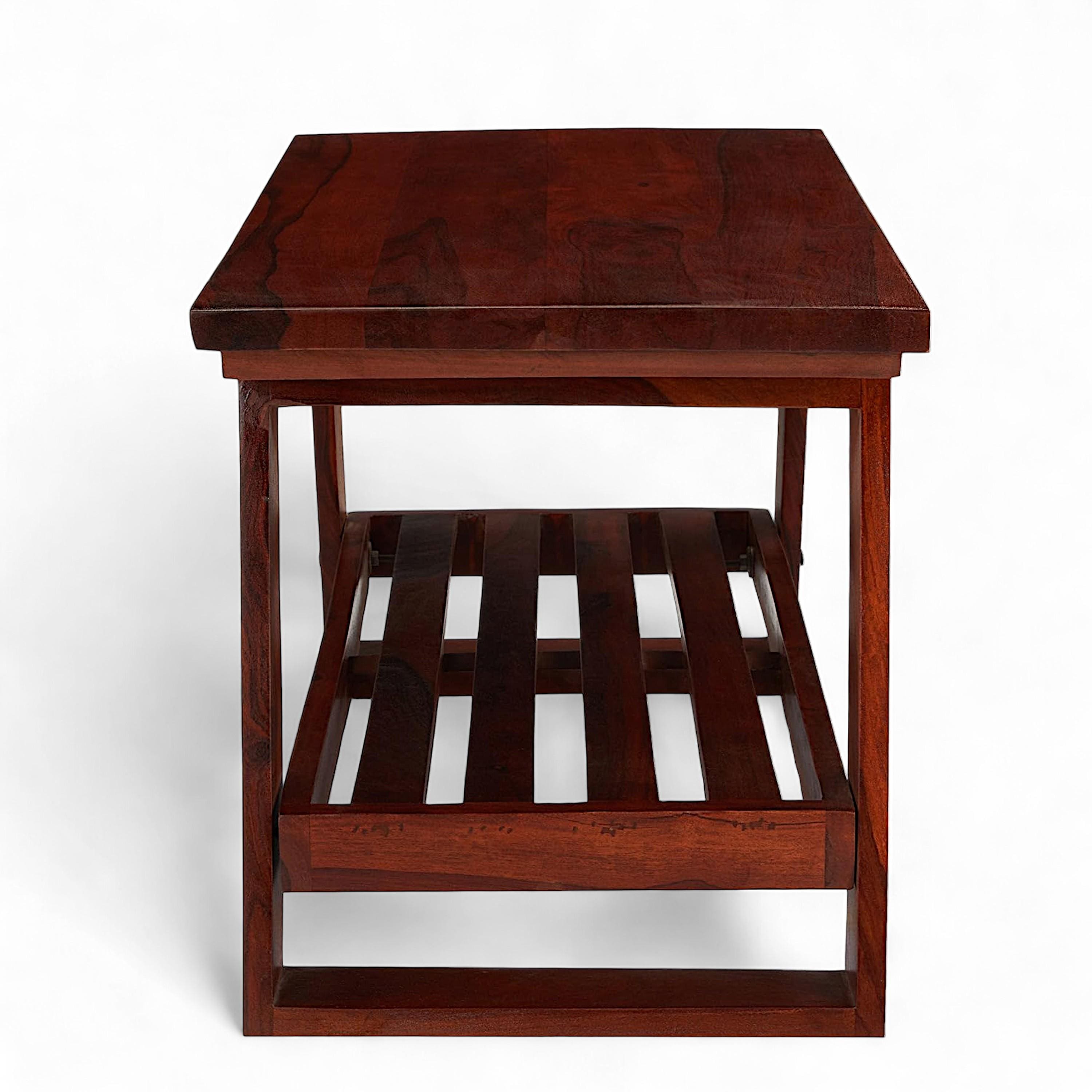 Alison Sheesham Wood Accent Rectangle Coffee Table In Honey Finish