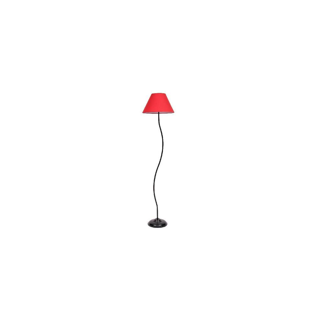 Violet Red Fabric Floor Lamp with Black Iron Base