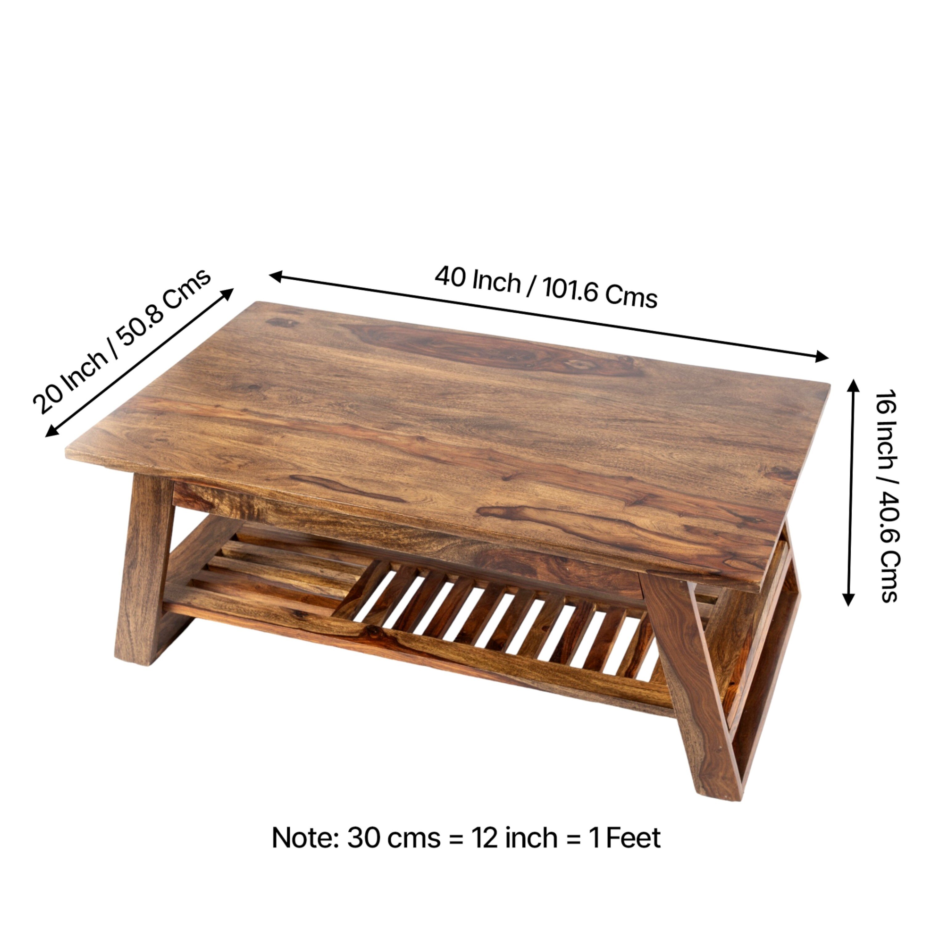 Alison Sheesham Wood Coffee Table In Teak Finish