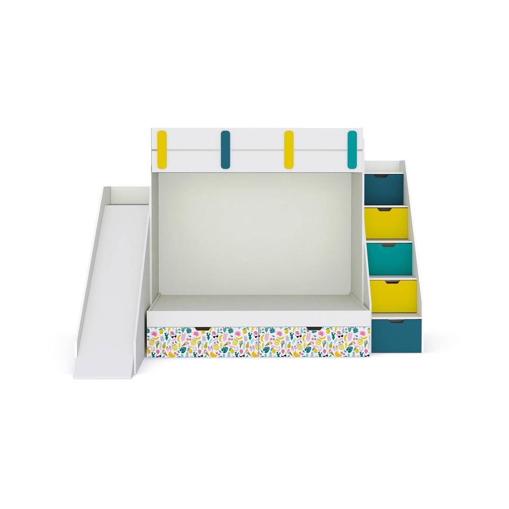 Sleep Nâ€™ Slide Bunk Bed with Slide and Storage in White Colour BKBB026