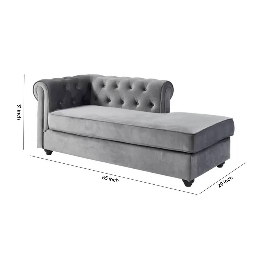 Ease Velvet Chaise Launger in Grey Colour