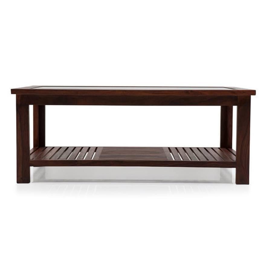 Claire Rectangular Solid Wood Coffee Table In Teak Finish