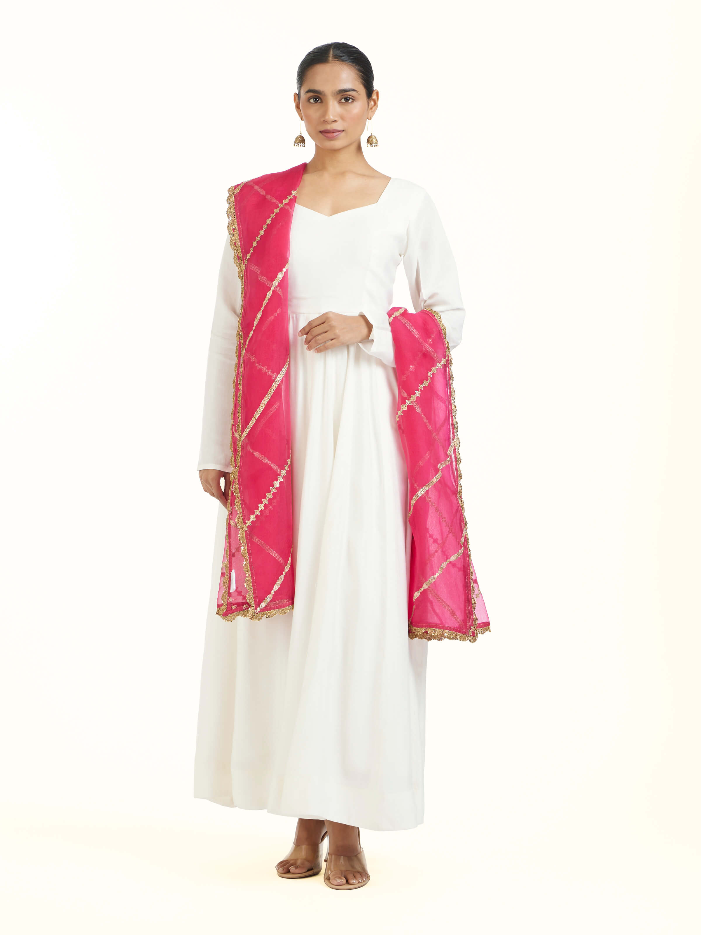 Pink Hand Embroidered Dupatta