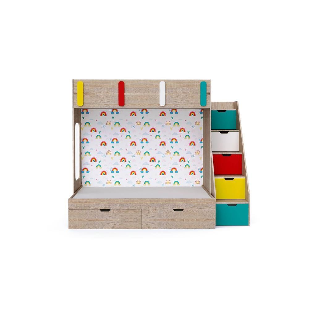 Pattern Dreams Bunk Bed with Storage in Oak Colour BKBB019