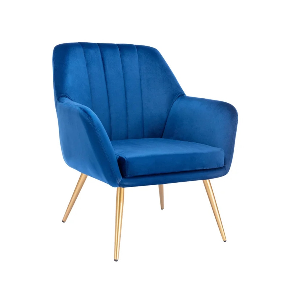 Brodie Metal Accent Chair in Blue Colour - Doe Buck