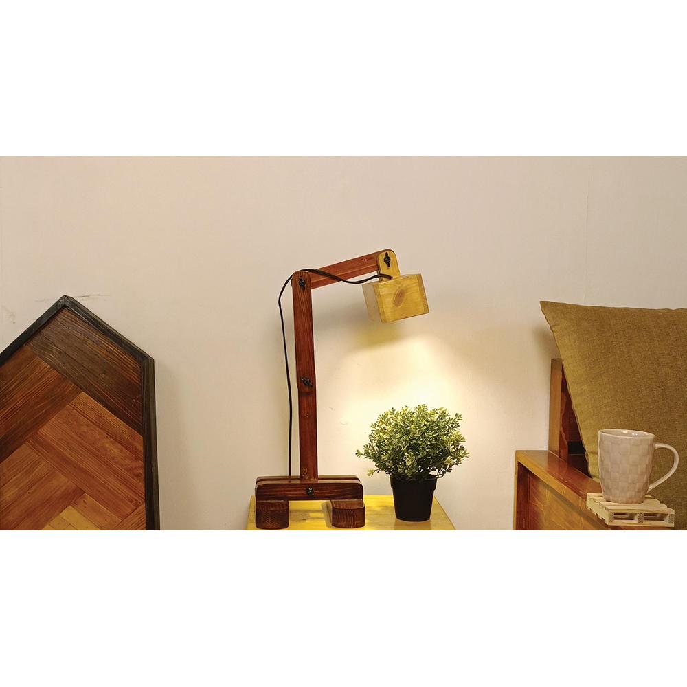 Amelia Brown Wooden Table Lamp with Wooden Lampshade