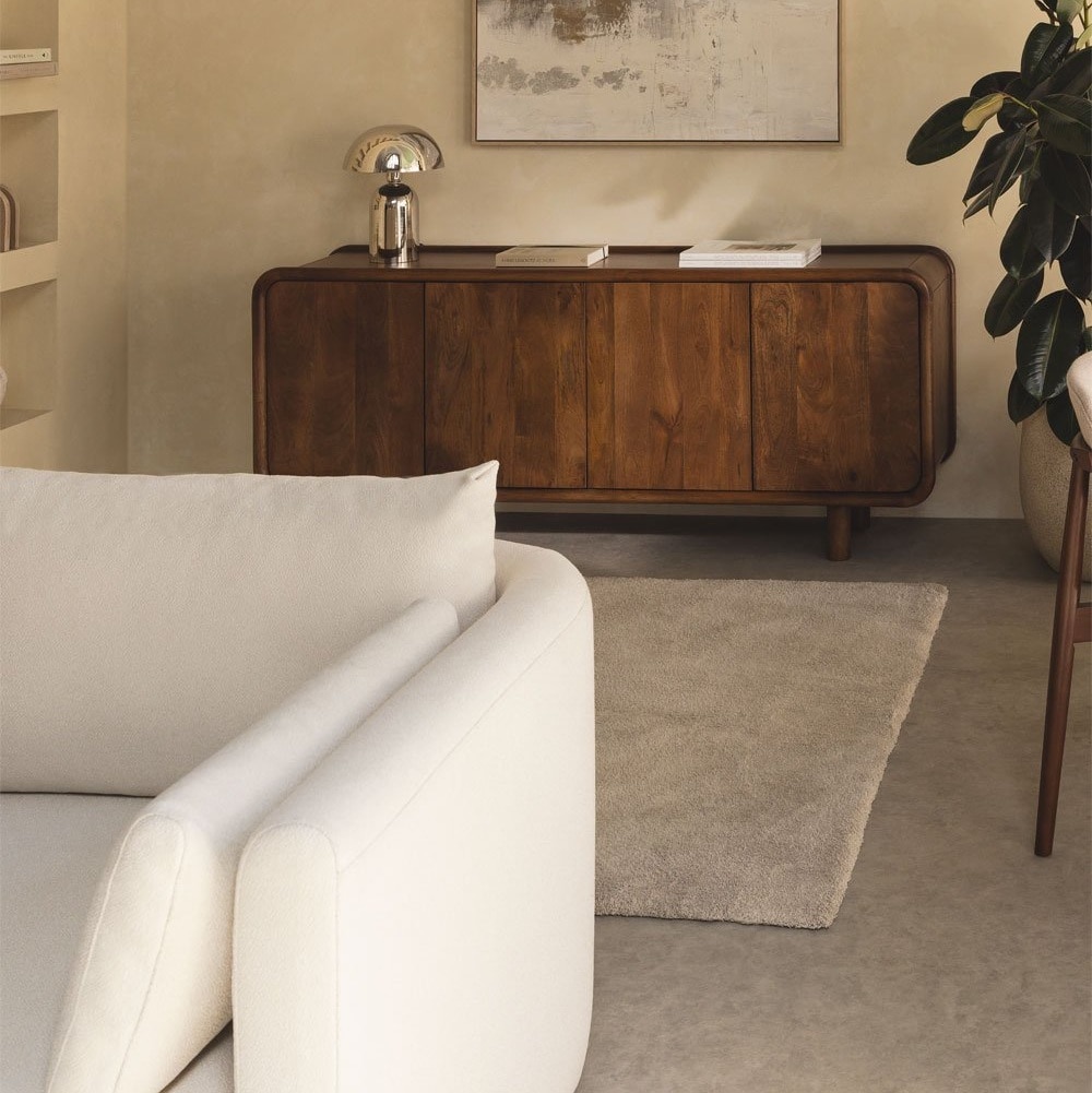 Kaspen Solid Mango Wood Sideboard with 4 Door in Provincial Teak Finish - Woodenmood