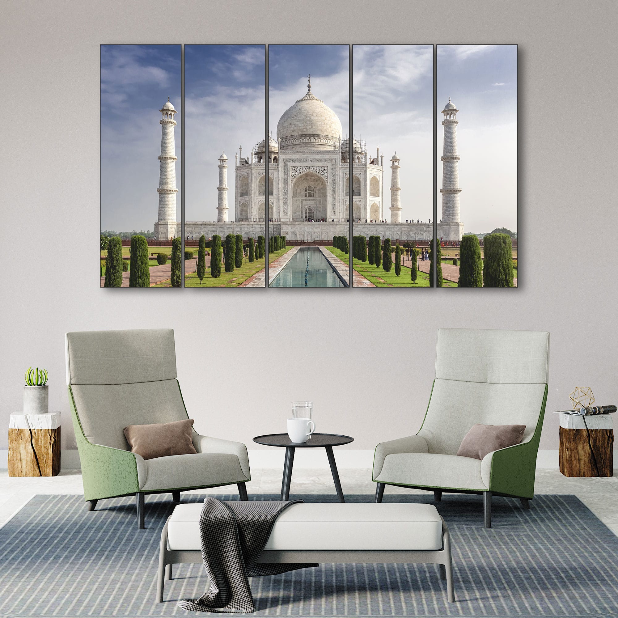 The Castle Decor Taj Mahal Agra Wall Art Set of 5 27x48 Inch - The Castle Decor