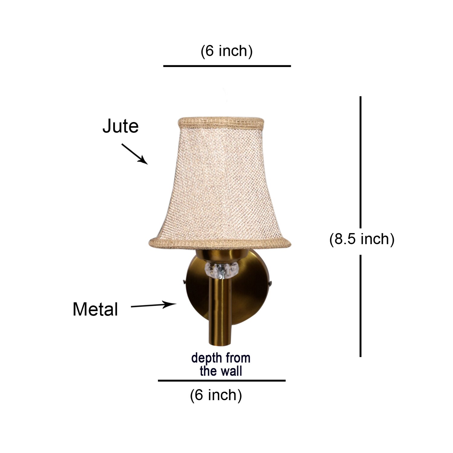 Devansh Gold Wall Mounted Lamp With Beige Jute Shade
