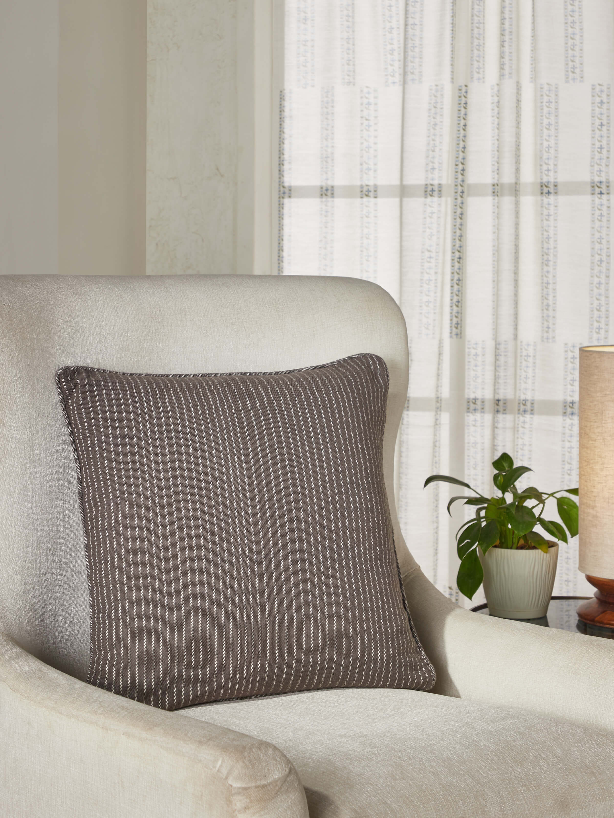 Anek Coffee Cotton Bhujodi Handloom Cushion Cover