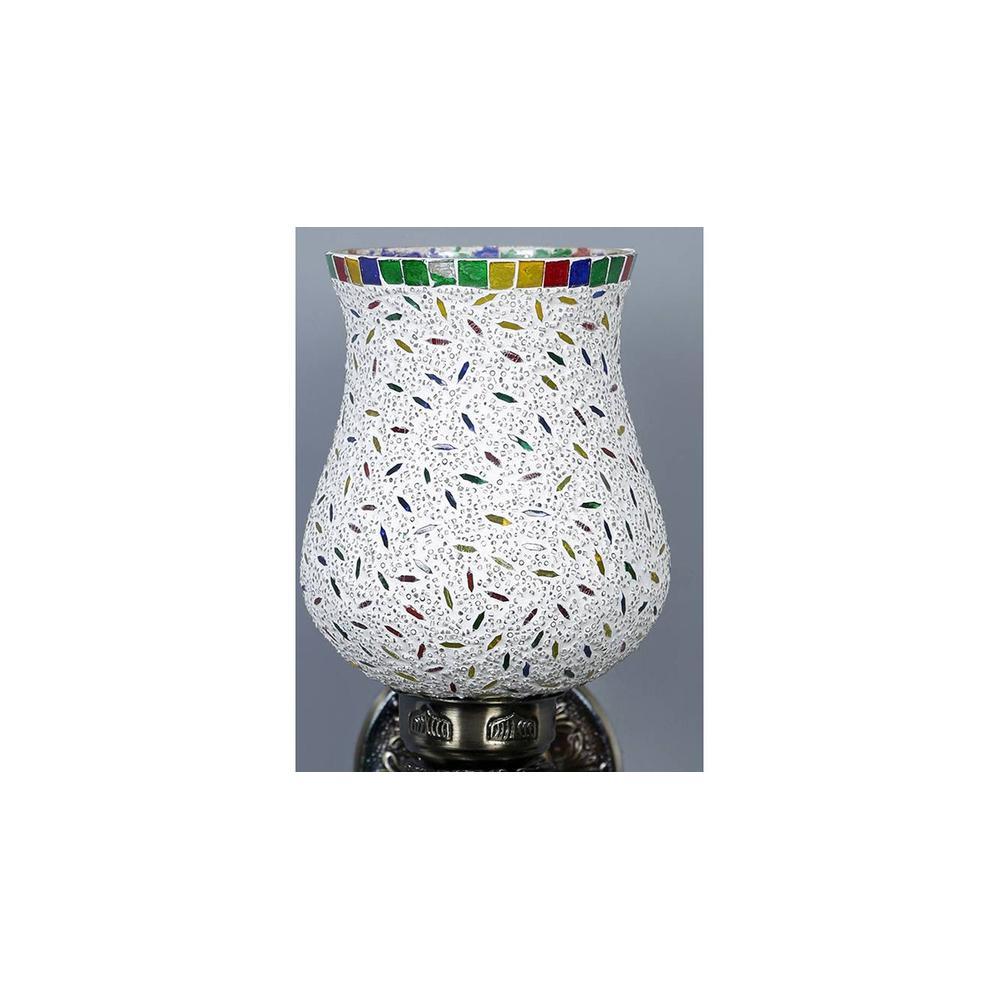 Barkley Antique Metal Peacock Wall Lamp with Multicolor Mosaic Glass