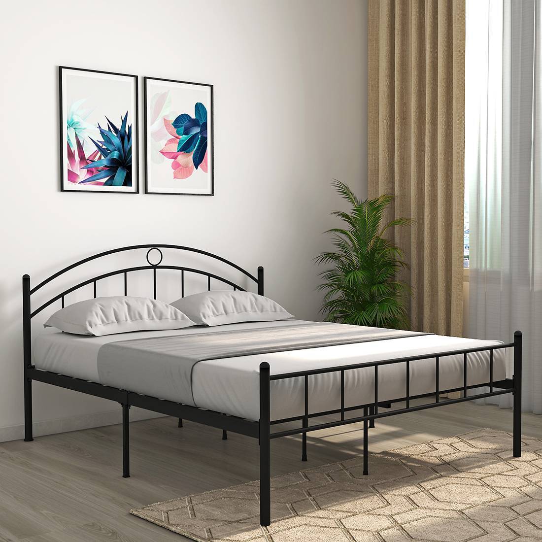 Arnold Metal Queen Size Bed In Black Finish
