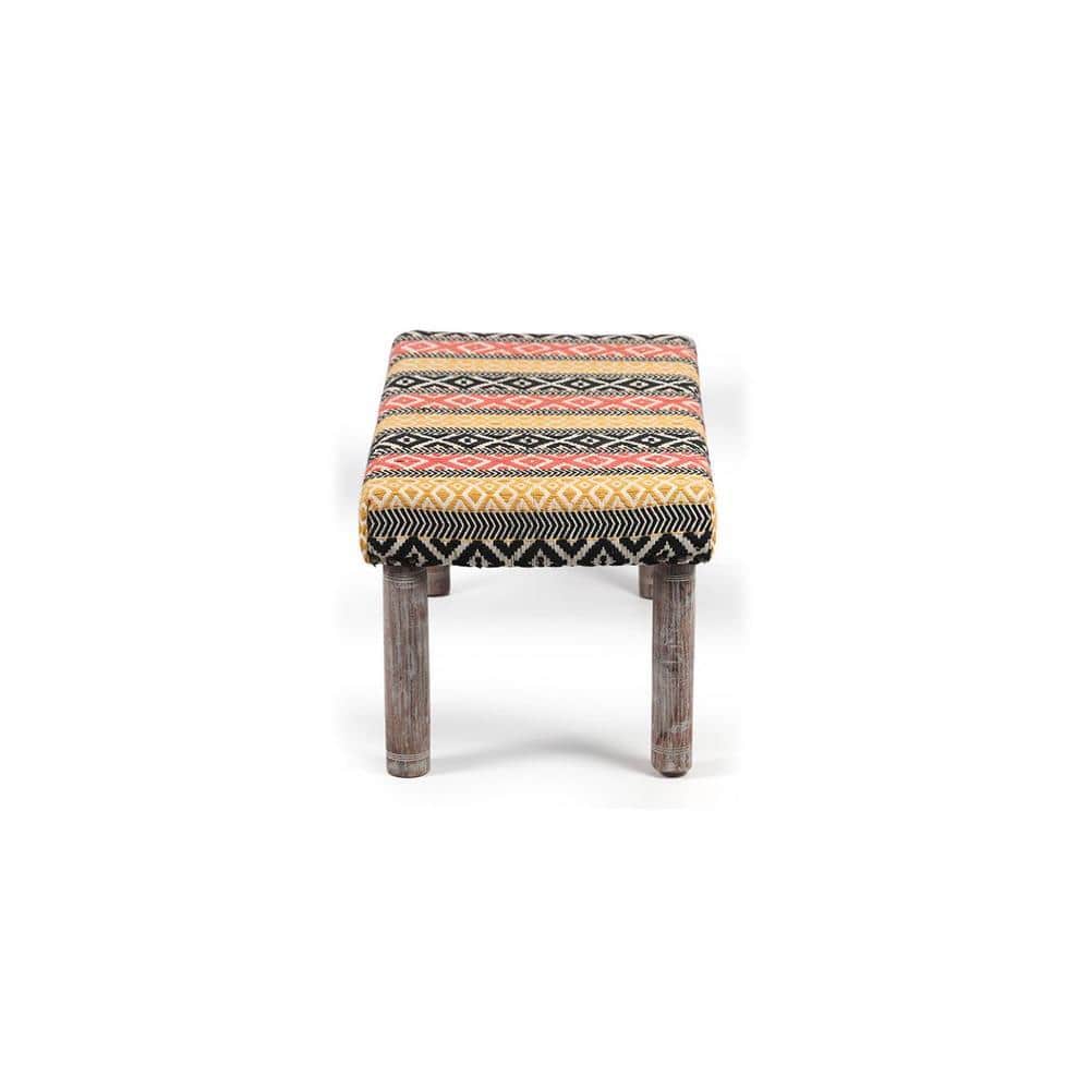 Camilla Solid Wood 2 Seater Bench In Stripe Multi Colour Jackard Fabric