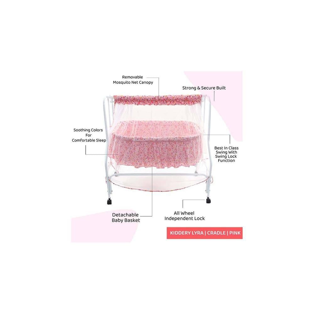 Mira Stainless Steel Baby Cradle with Mosquito Net Pineapple & Heart